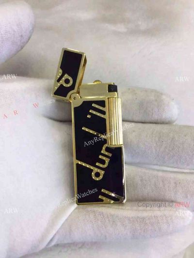 Replica Dunhill Lighter black w/ gold - Top End